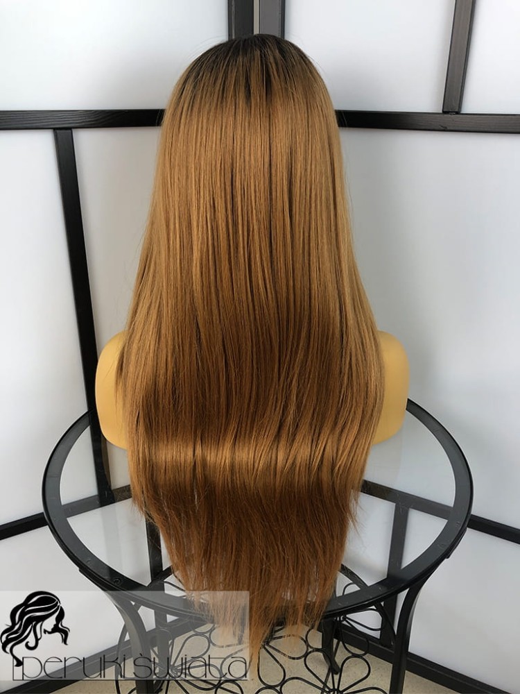 peruka syntetyczna włosy proste jasny brąz