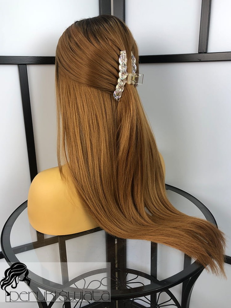 peruka syntetyczna włosy proste jasny brąz