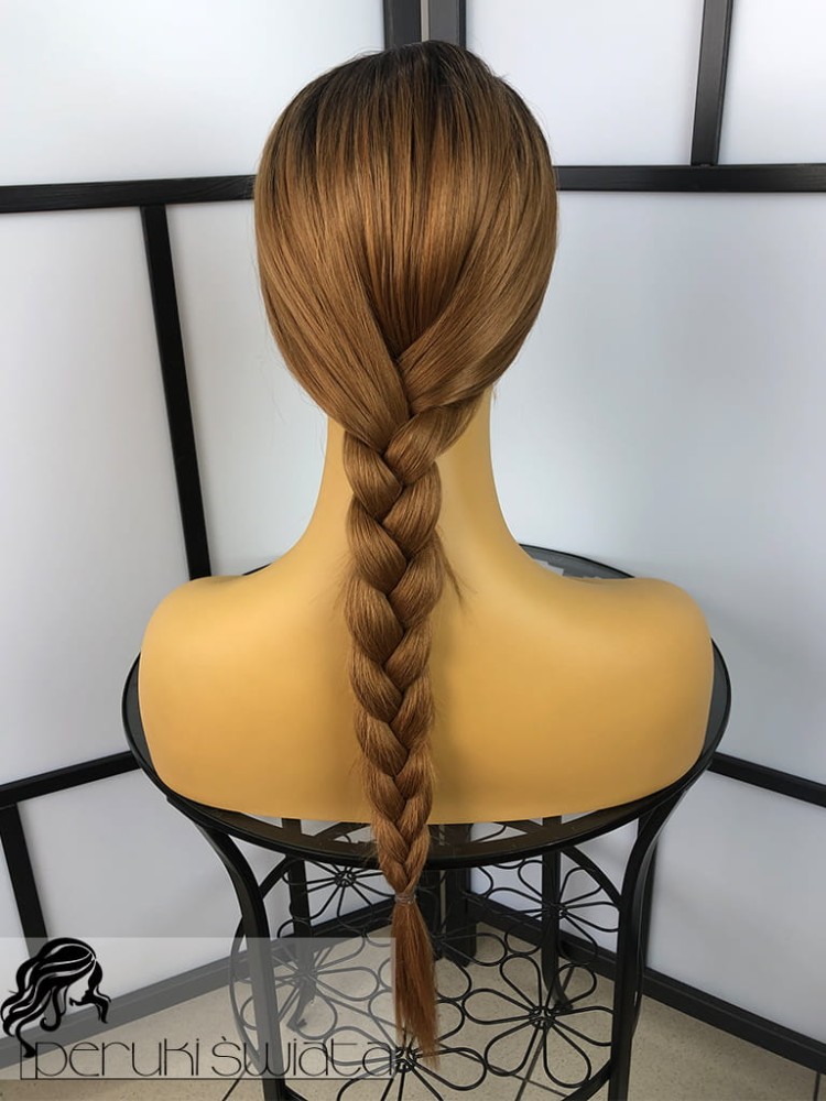 peruka syntetyczna włosy proste jasny brąz