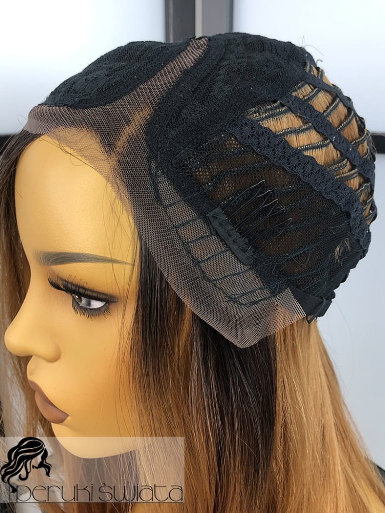 peruka syntetyczna włosy proste jasny brąz