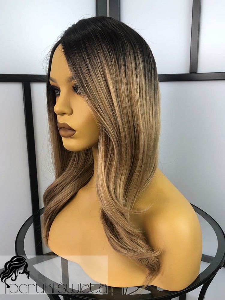long bob ombre blond fale peruka syntetyczna
