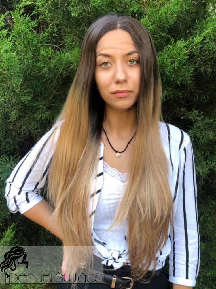 Peruka syntetyczna Olee, ombre ciemny blond