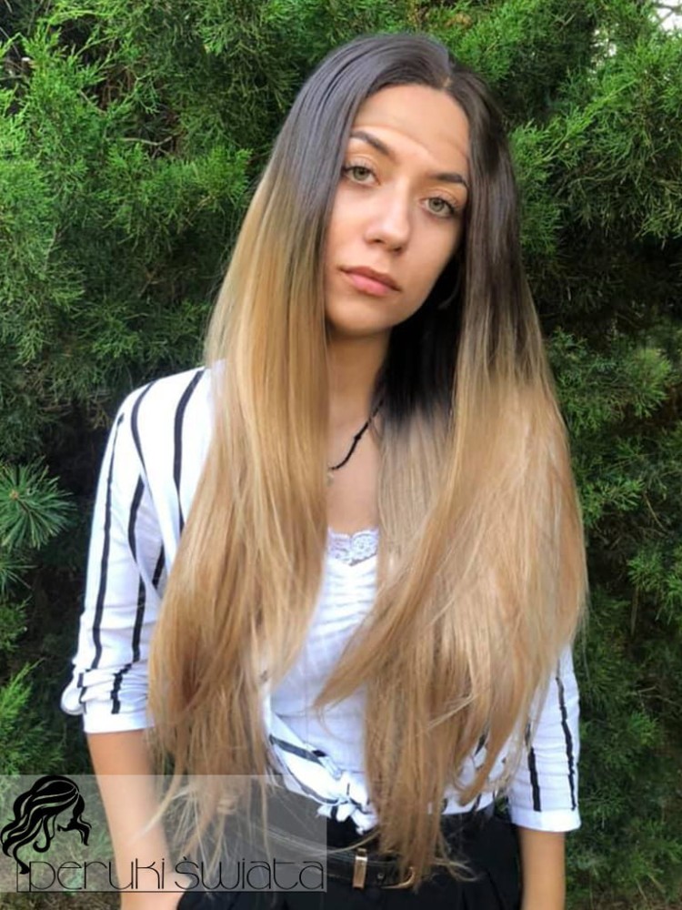 Peruka syntetyczna Olee, ombre ciemny blond