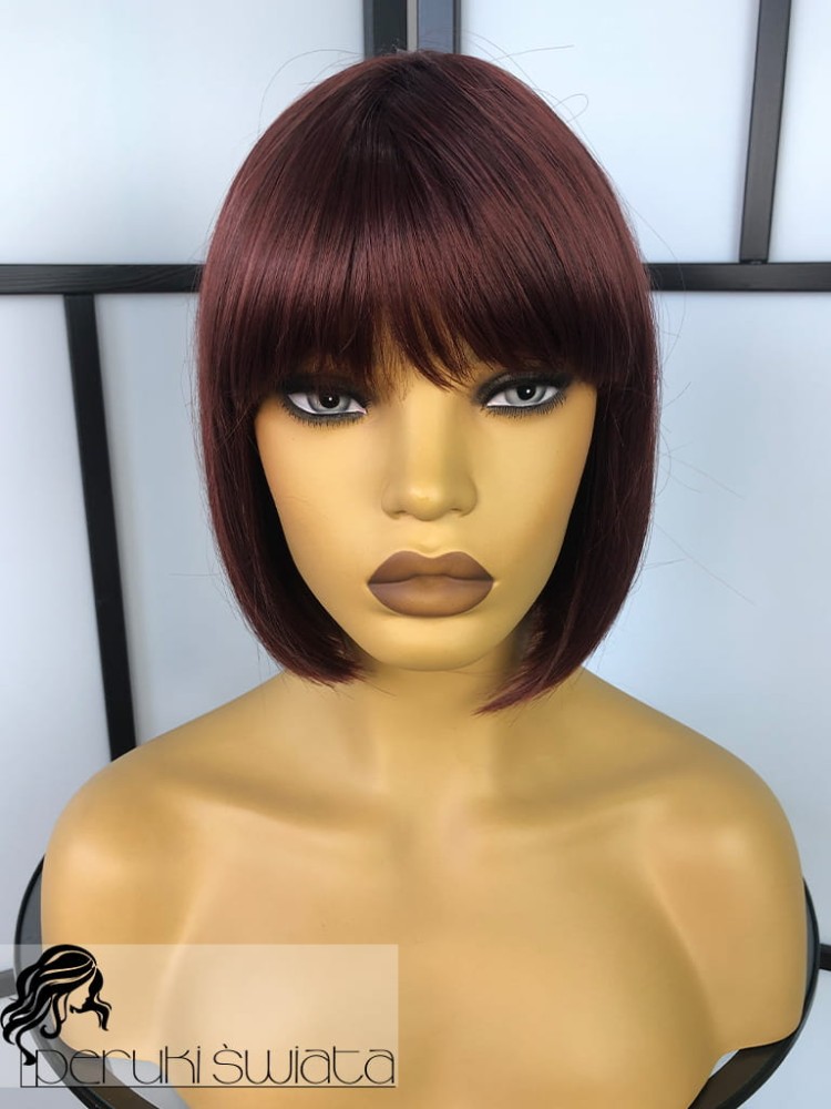 Peruka syntetyczna Almeria, bob, kanekalon termoplastyczny, kolor: burgnd