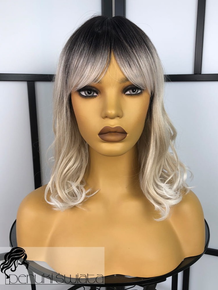 Peruka DB35, kanekalon 3D, bob francuski, loki/fale, kolor: jasny blond na odroście 