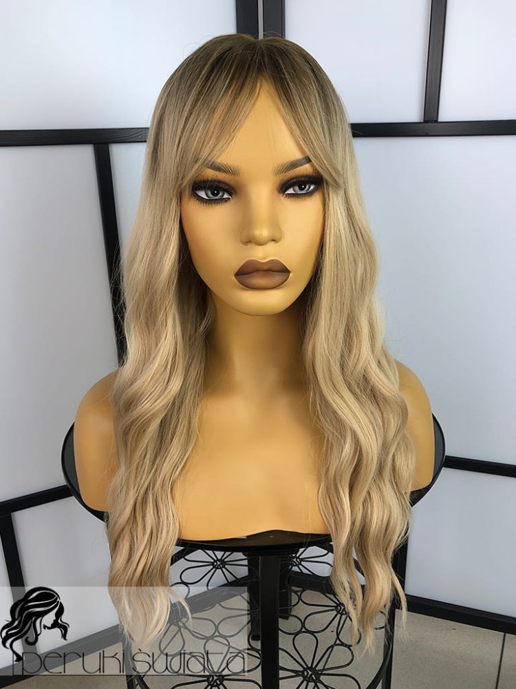Peruka L35, fale/loki, kanekalon premium, kolor: słoneczny blond na ciemniejszym odroście