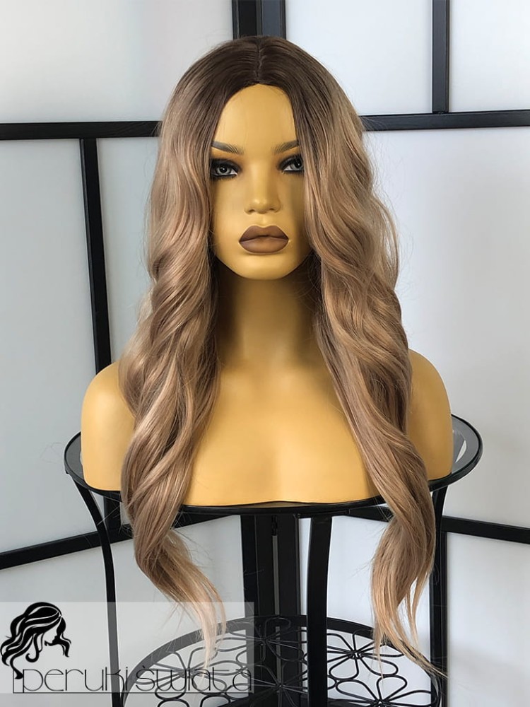 Peruka syntetyczna Thea, kanekalon termoplastyczny, kolor: beżowy blond na odroście, fale