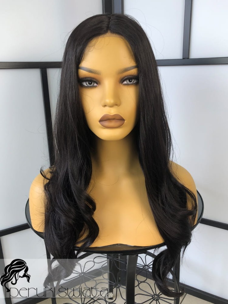 Peruka MW36, baby hair, fale, kolor: naturalna czerń 1B