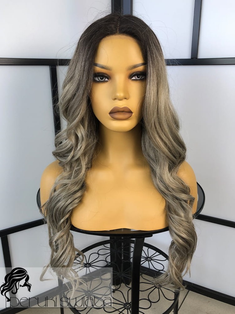 Peruka syntetyczna Tulip, kanekalon termoplastyczny, fale, kolor: gołębi blond na odroście