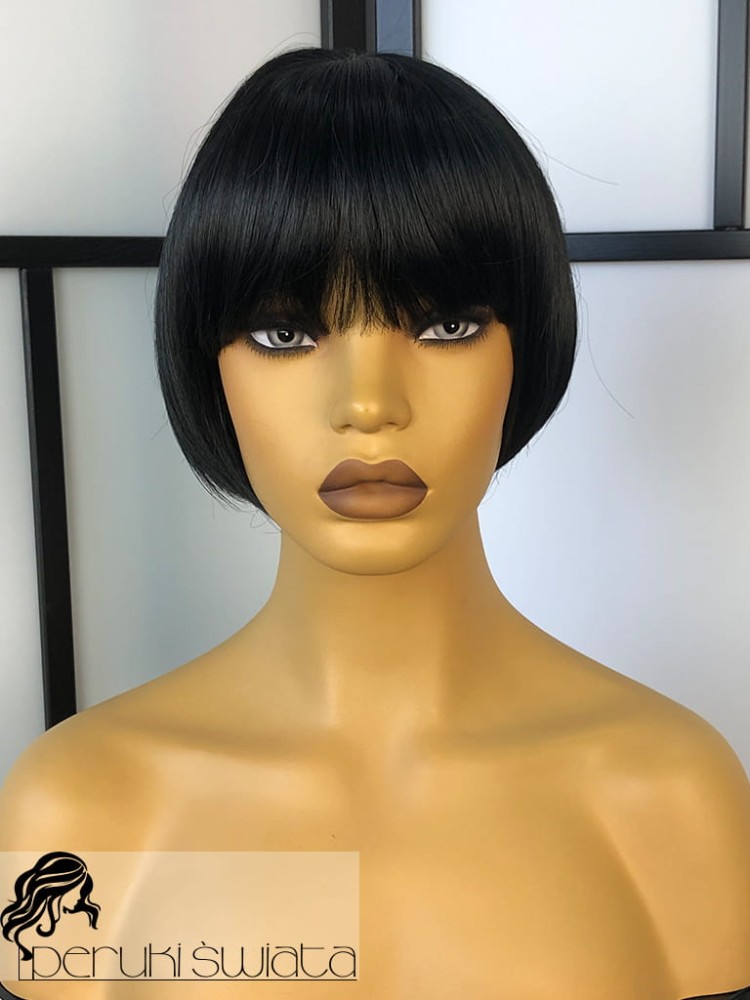 Peruka BK38, bob z grzywką, kolor: czerń