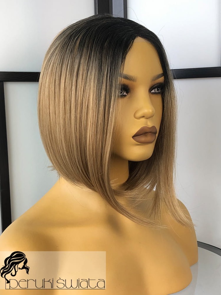 Peruka syntetyczna Allegra, kanekalon  3D, bob, ombre, kolor: słowiański blond na odroście