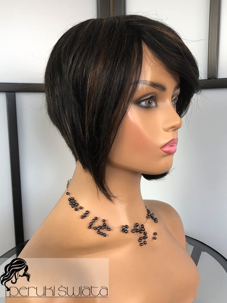 Peruka Valdis, włosy naturalne, kolor: brąz ze złocistymi refleksami