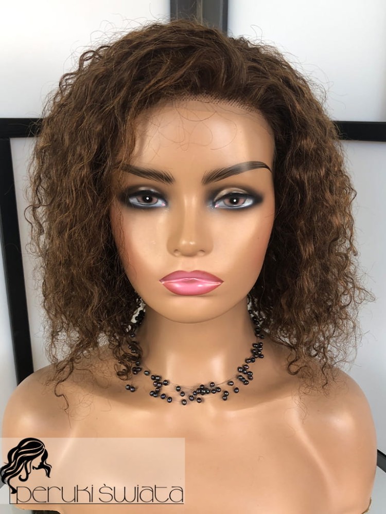 Peruka Skadi, włosy naturalne, loki/fale, kolor: jasny brąz