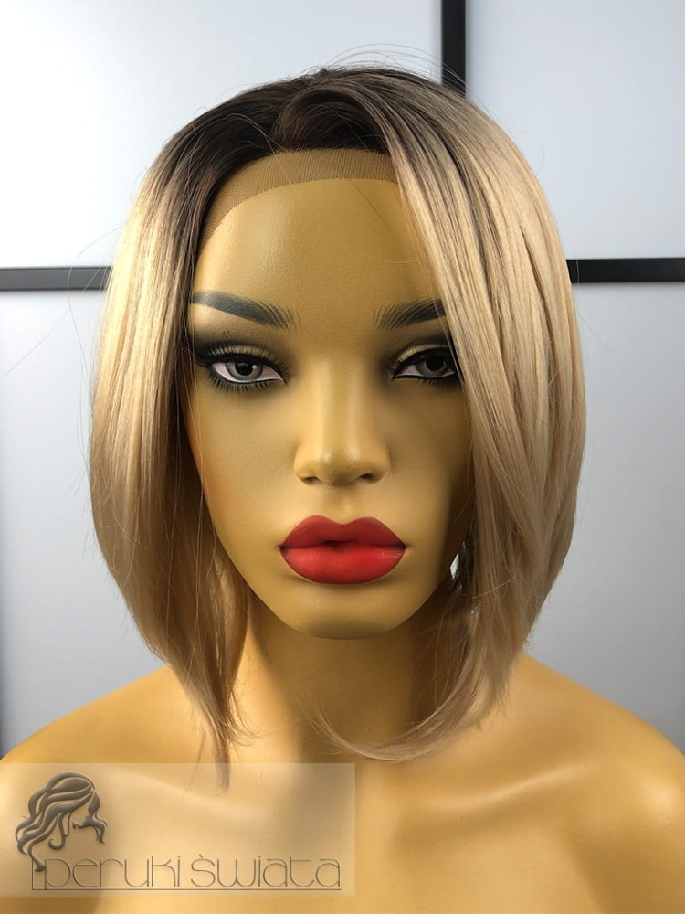 Peruka syntetyczna Ada, bob, kolor: słowiański blond na odroście 