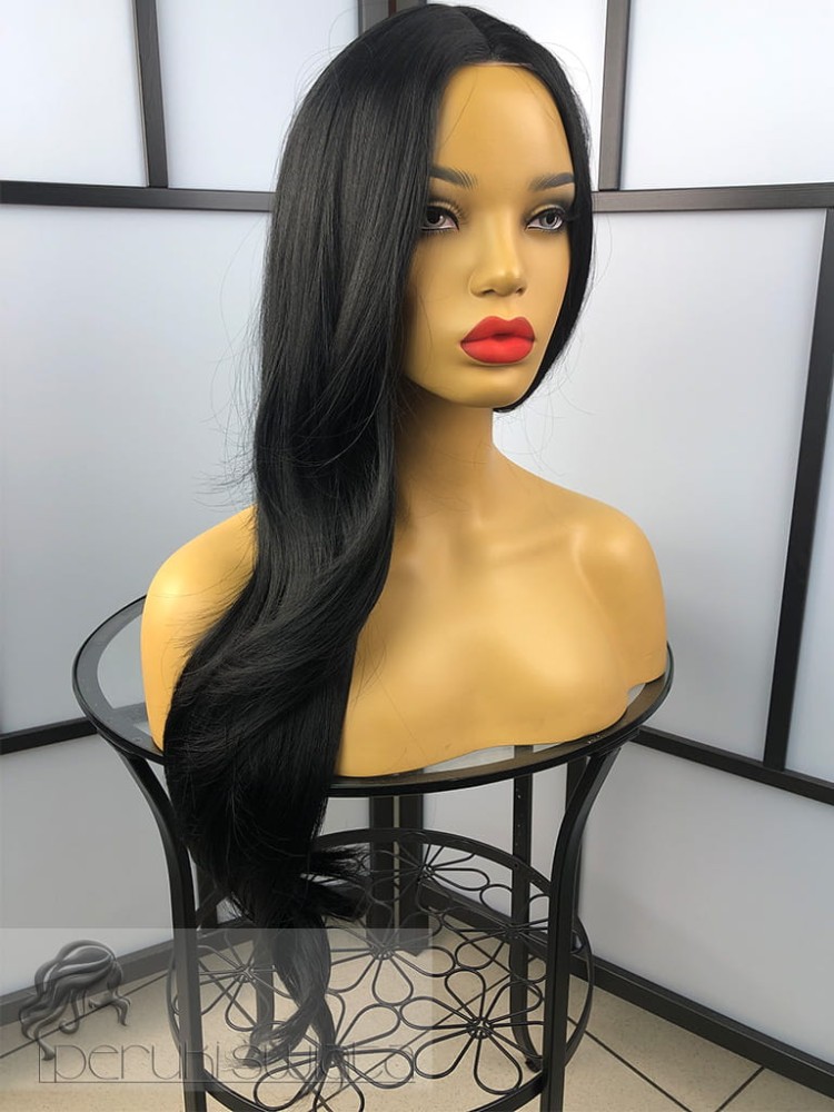 peruka długa czarne włosy fale