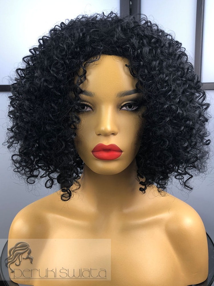 Peruka syntetyczna, model Adela, kanekalon, afroloki, kolor:  czerń