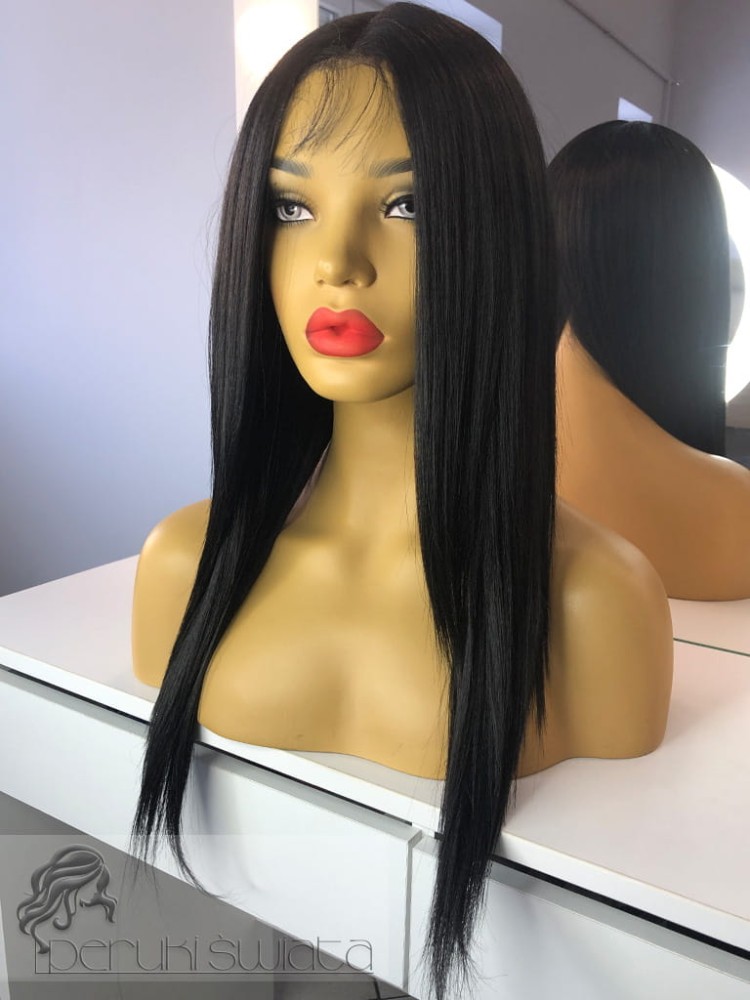 Lekka peruka syntetyczna Bella, kanekalon termoplastyczny lace front,  kolor: czarny