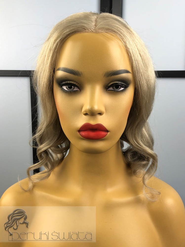 Codzienna peruka z włosów naturalnych, model Dafne, kolor: popielato-perłowy blond