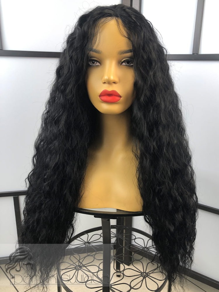 Profesjonalna peruka syntetyczna, model Nicole, kanekalon, lace front,  czarny