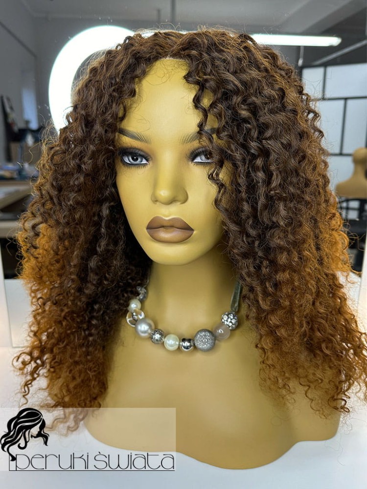 Peruka syntetyczna, model Penny, afroloki, lace front, włosy miękkie jak bawełna