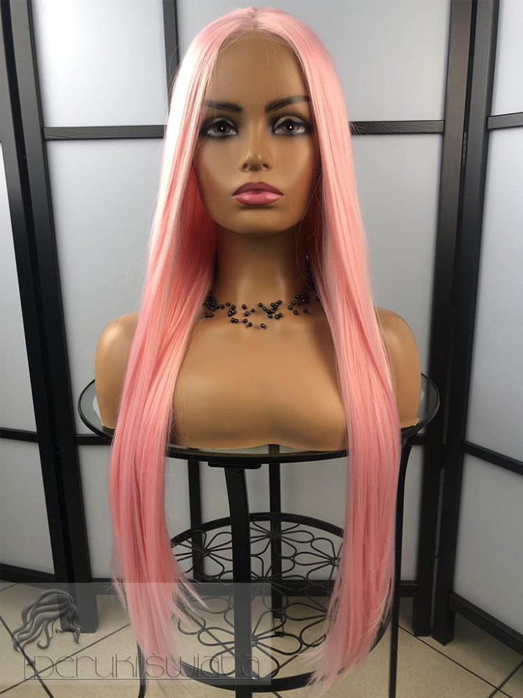 Peruka KG43, kanekalon premium, kolor: róż, full lace front