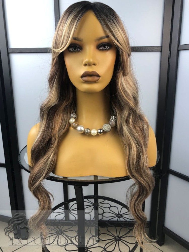 Peruka Rose, kanekalon typu "true hair", kolor: mix ciepłych blondów na odroście