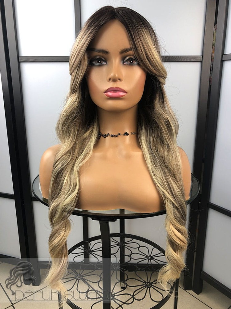 Peruka Rose, kanekalon typu "true hair", kolor: mix chłodnych blondów na odroście