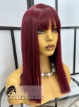 Peruka syntetyczna Cherry, kolor:wiśnia, long bob z grzywką
