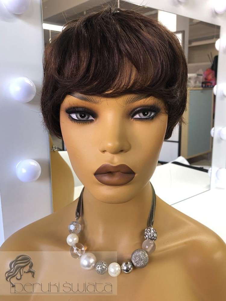 Peruka naturalna Ezra, kolor: brąz, fale