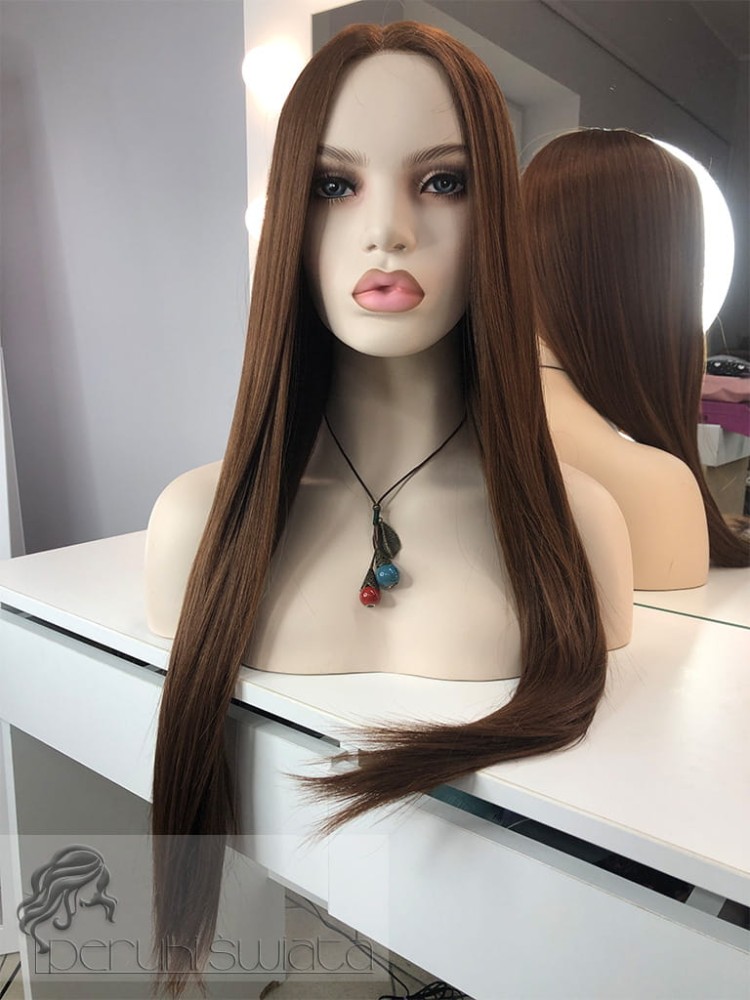 Peruka syntetyczna Browny, kanekalon, lace front, kolor: brąz 