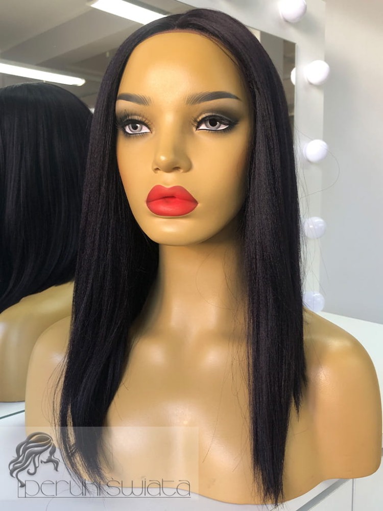 Peruka syntetyczna Klara, kanekalon termoplastyczny, long bob, kolor: naturalna czerń