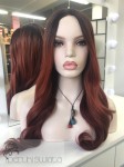 Model Waleria, peruka syntetyczna, lace front,  mix rudy kasztan na ciemnym odroście 
