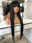 Peruka syntetyczna Astrid, long bob z gęstą grzywką, kolor: naturalna czerń
