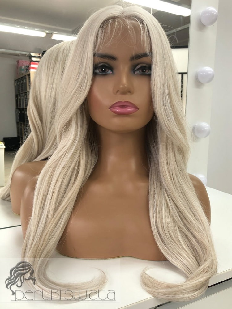 Peruka syntetyczna Katie , kanekalon termoplastyczny, lace front,  arktyczny blond