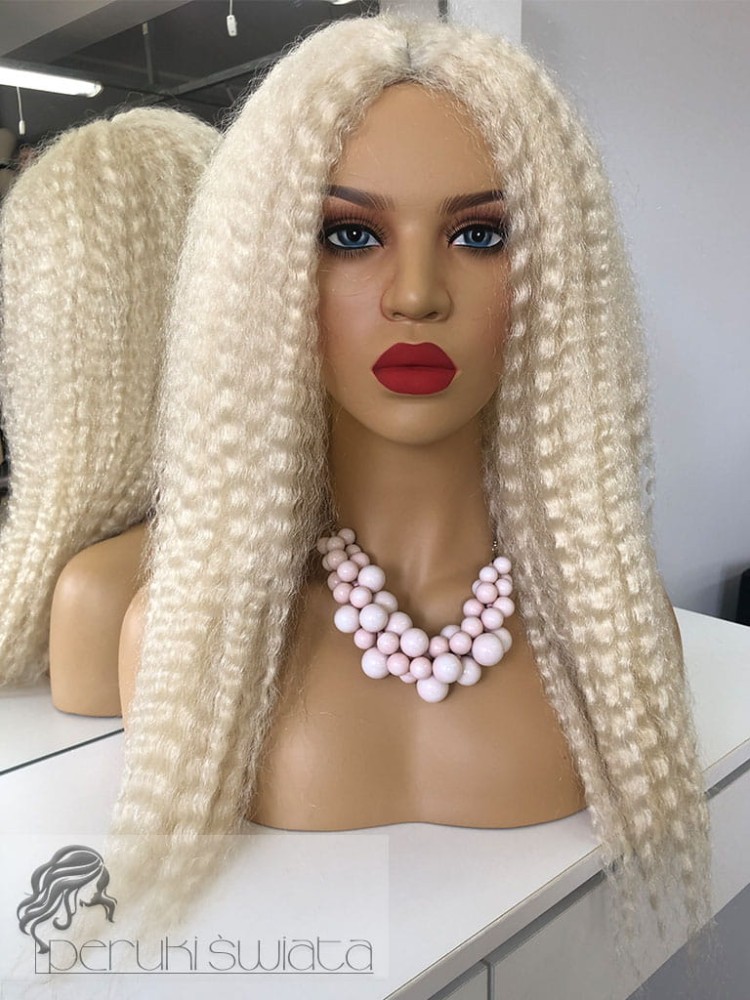 Lekka peruka syntetyczna Demi, włosy karbowane, kolor: jasny platynowy blond