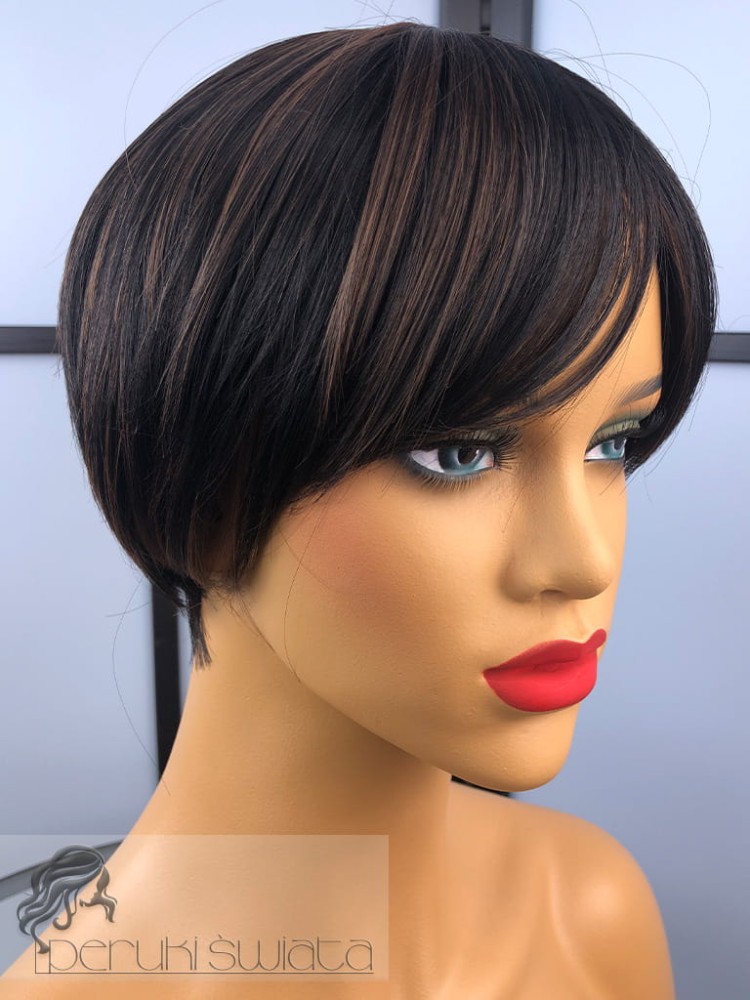 Peruka  syntetyczna Alexis, włosy krótkie,  kanekalon termoplastyczny, kolor: naturalna czerń z  refleksami