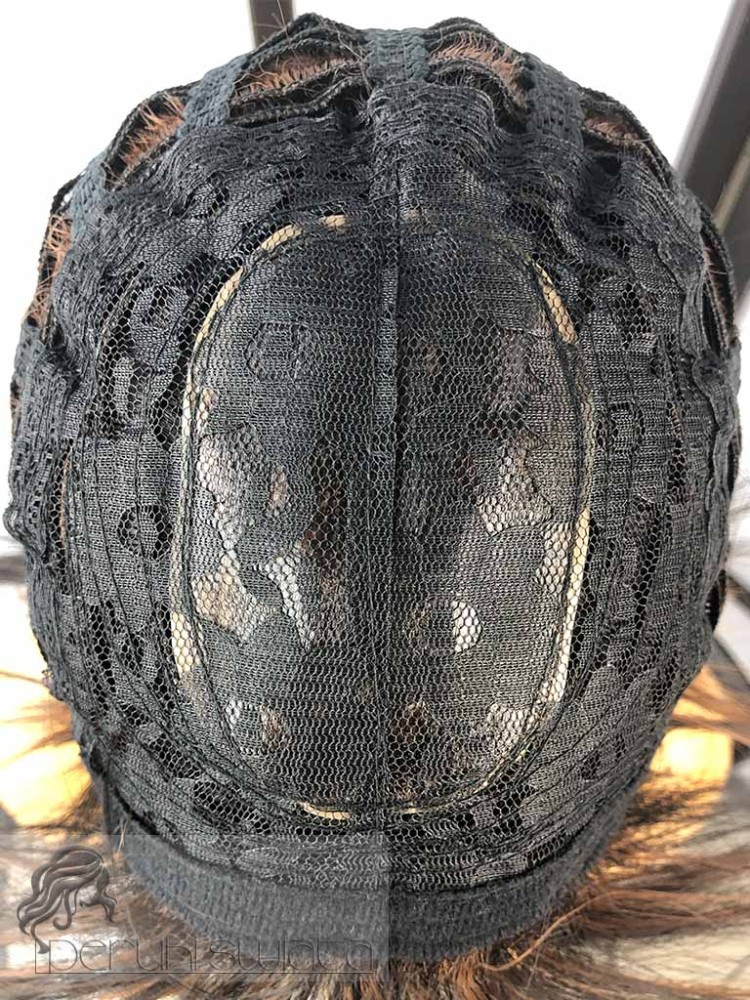 peruka krótka włosy proste czarne z brązowymi refleksami