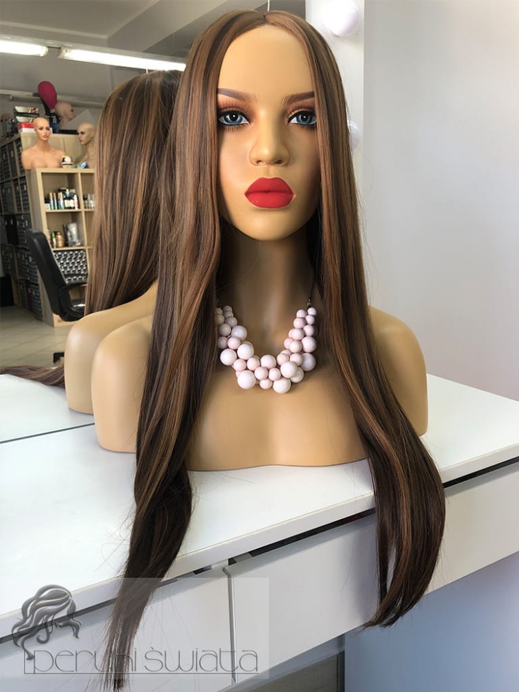 Peruka Maia, kanekalon japoński, mix czekoladowego brązu z jasnym brązem