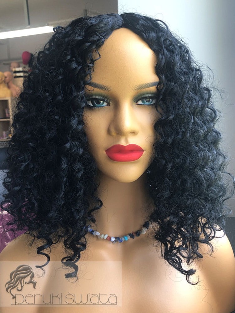 Peruka syntetyczna Merle, afroloki, kolor: czerń