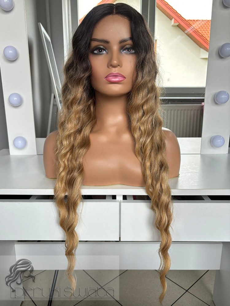 Peruka Alora, ombre: mix ciepłych blondów, premium, ultra light, efekt własnych włosów