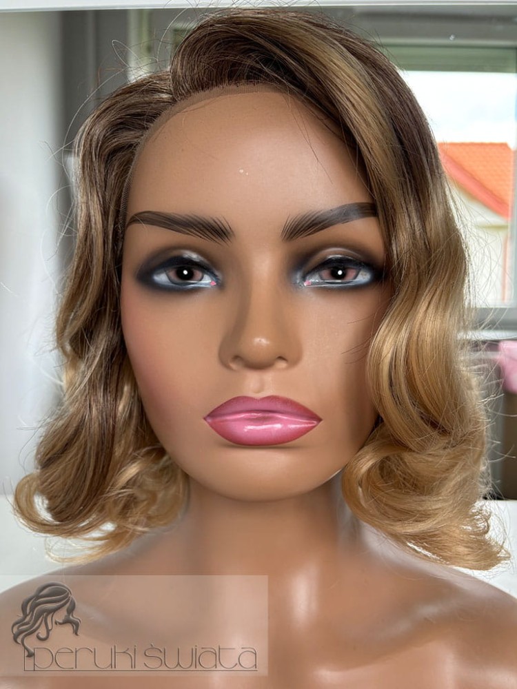 Peruka syntetyczna, model Clara,  ombre: ciemny blond z słonecznym blondem