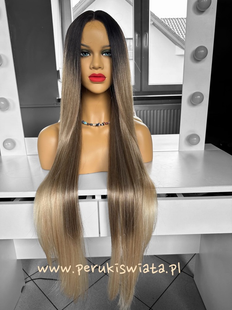 Peruka syntetyczna Cassandra, peruka z  kanekalonu, 100 cm długości,  ombre słowiański blond 
