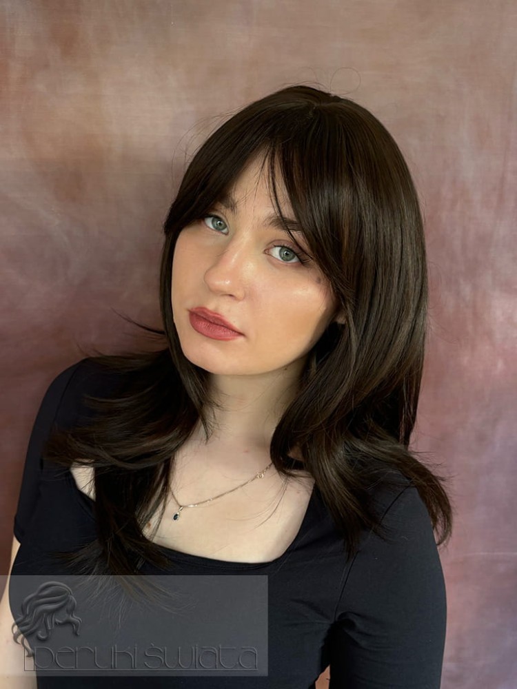 Peruka syntetyczna Miranda, long bob, kanekalon typu: „ true hair", czekoladowy brąz
