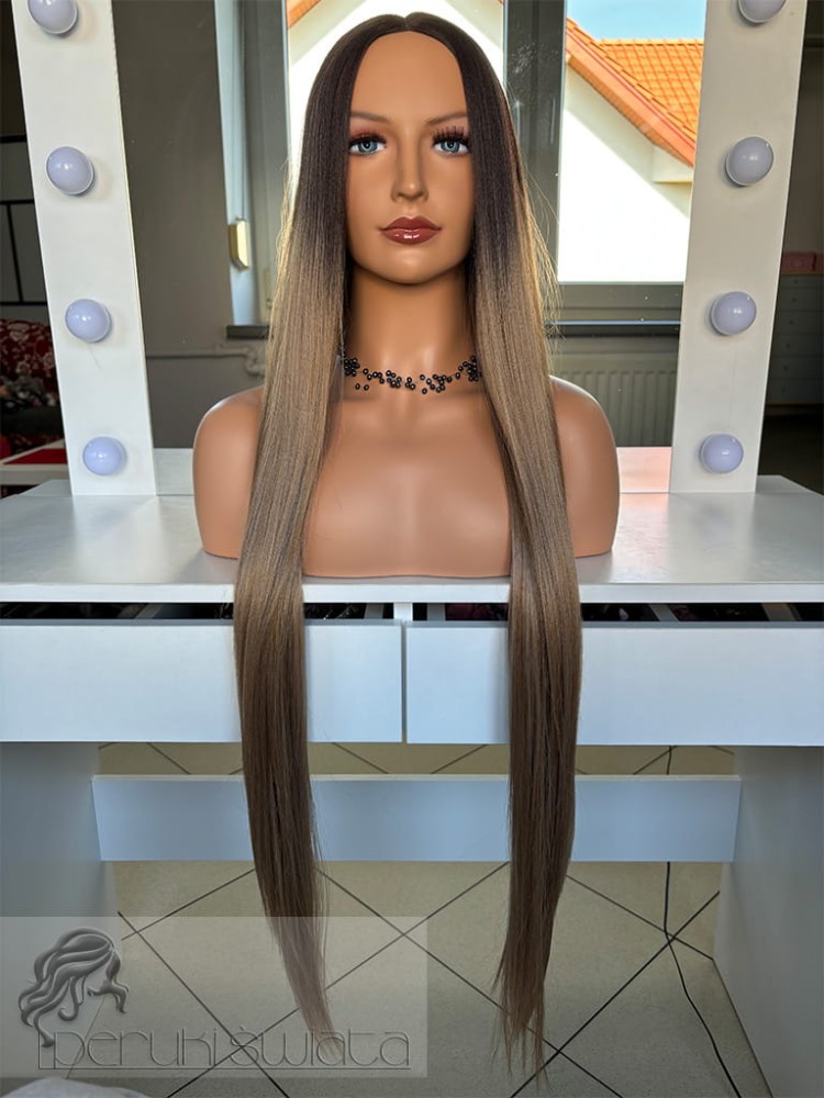 Peruka Cassandra, kanekalon japoński, sombre: beżowy blond z ciemnym brązem