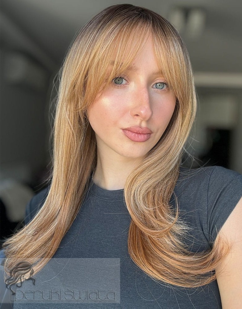 Peruka syntetyczna Camilla, long bob, kanekalon typu: „ true hair", sombre, kolor: ciepły blond na odroście