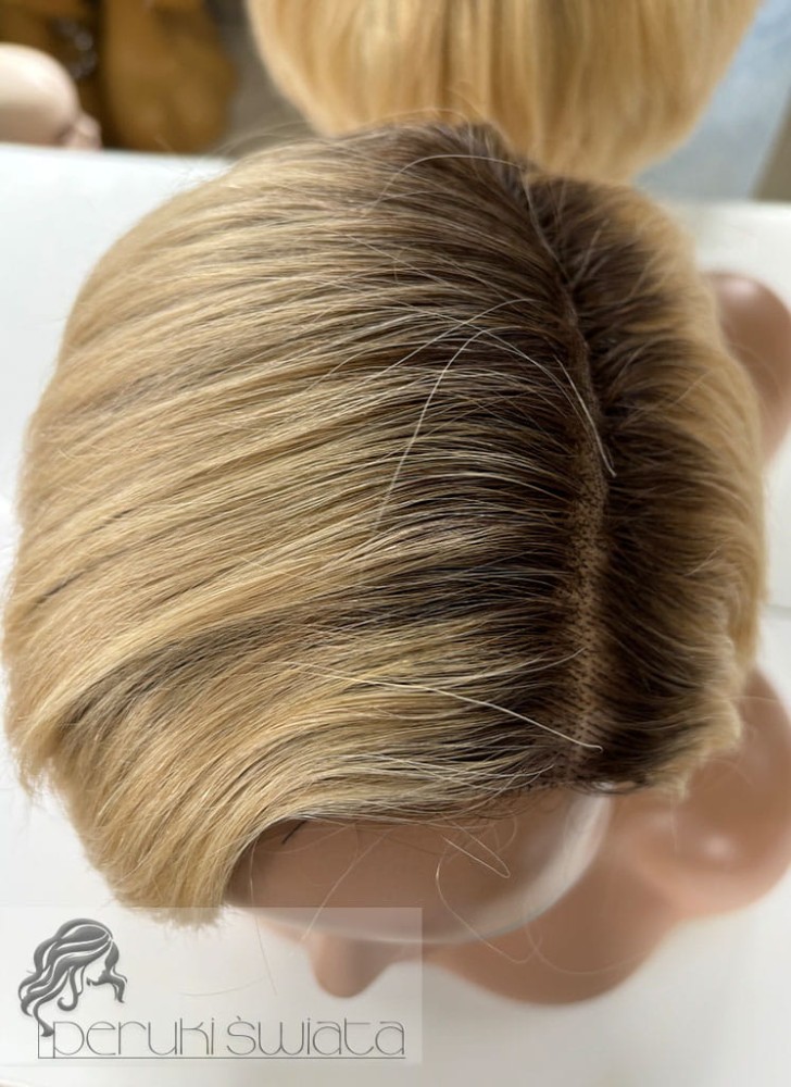 bob pixie włosy naturalne blond na odroście
