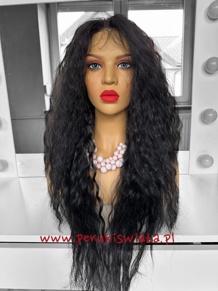 Model Jane, peruka syntetyczna z kanekalonu japońskiego, waga włosów naturalnych,  full lace front, kolor: czerń naturalna