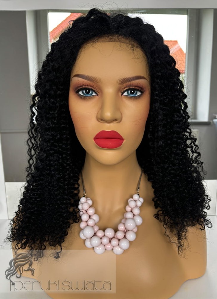 Peruka Bianka, włosy naturalne, rozmiar XS, loki, kolor: czerń