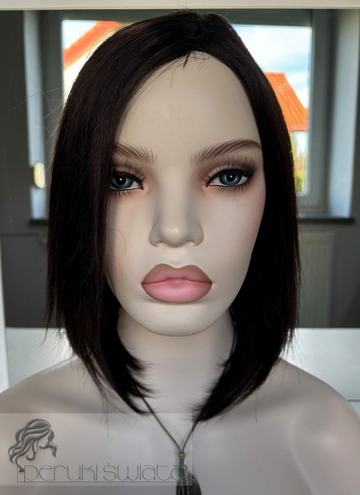 Peruka Gemma z włosów naturalnych, bob, kolor: brąz 