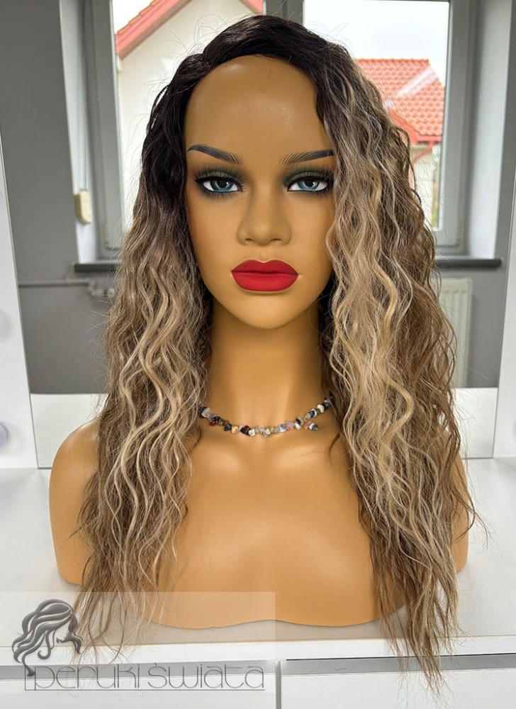 włosy długie falowane mix blondów long bob